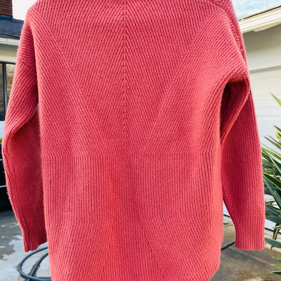MADEWELL 100% MERINO WOOL RIBBED SWEATER XS ROSE High - Low HEM - Picture 4 of 8